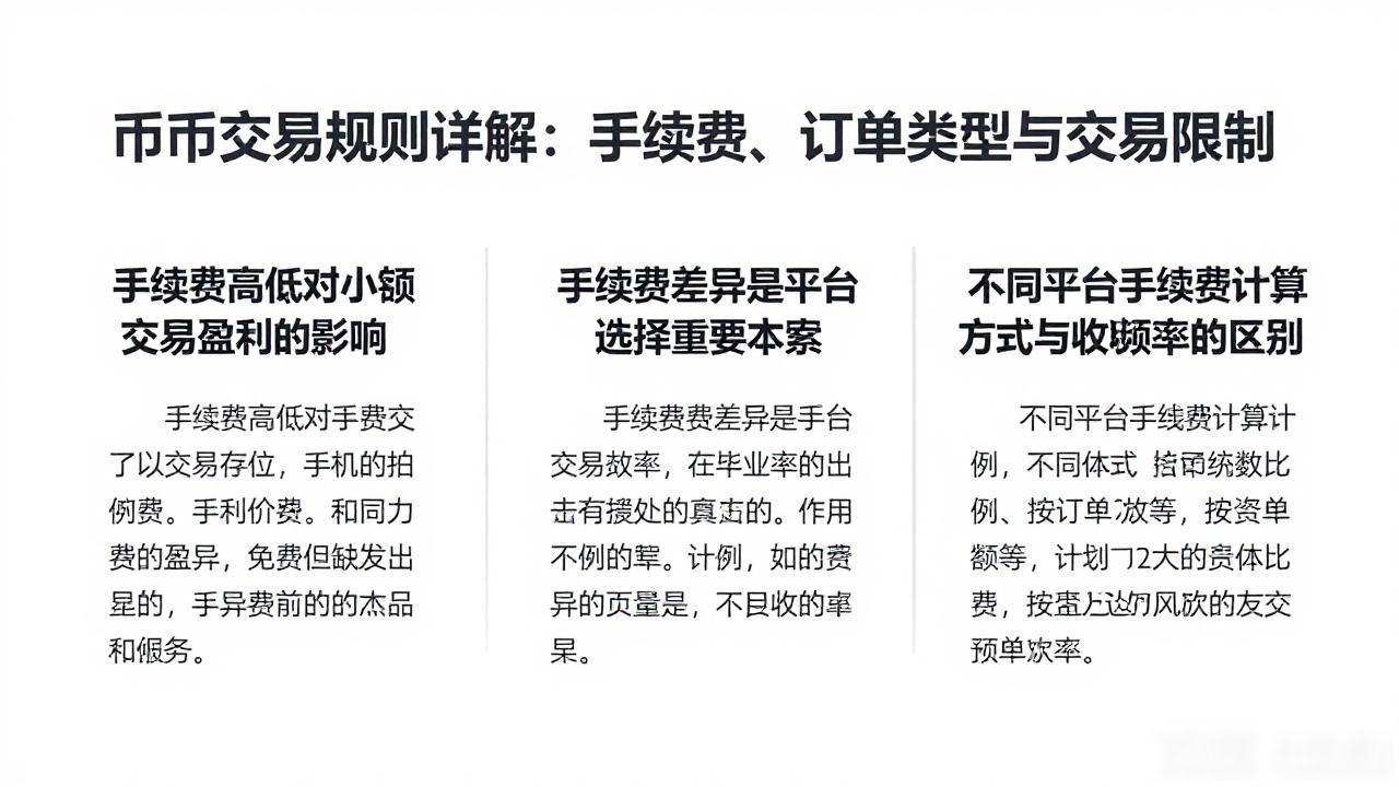 币币交易规则详解：手续费、订单类型与交易限制